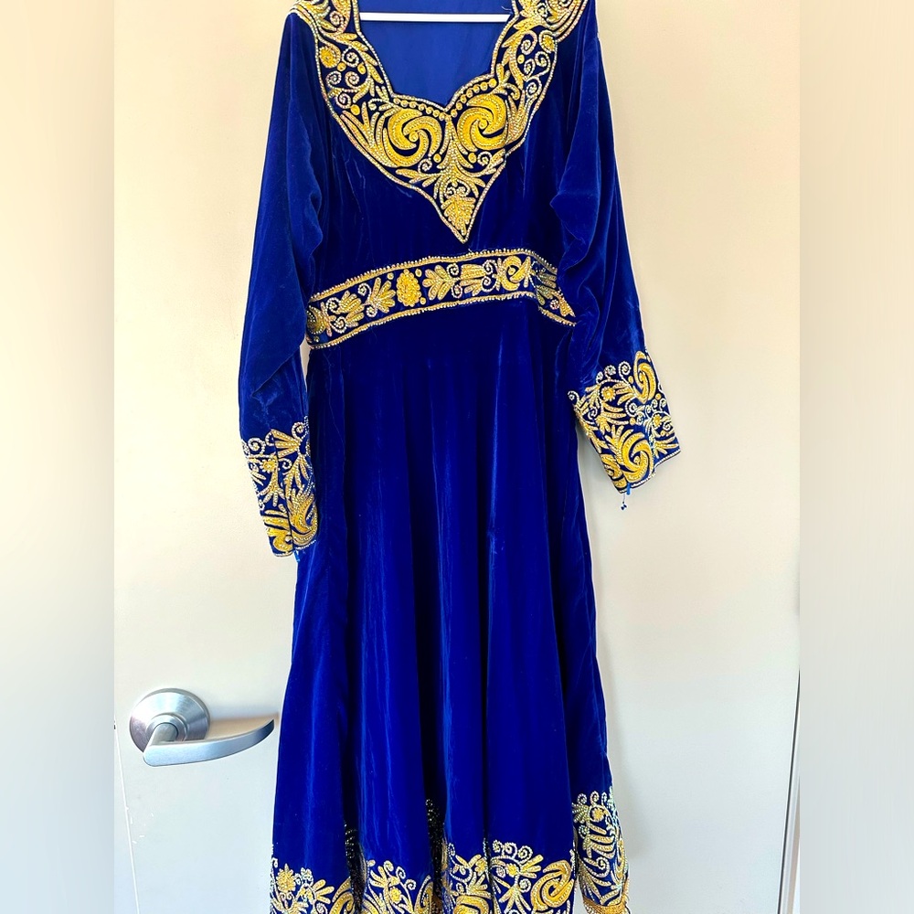 Blue large size dress with guldozi